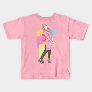 Beautiful Girl In PInk Outfit Kids T-Shirt